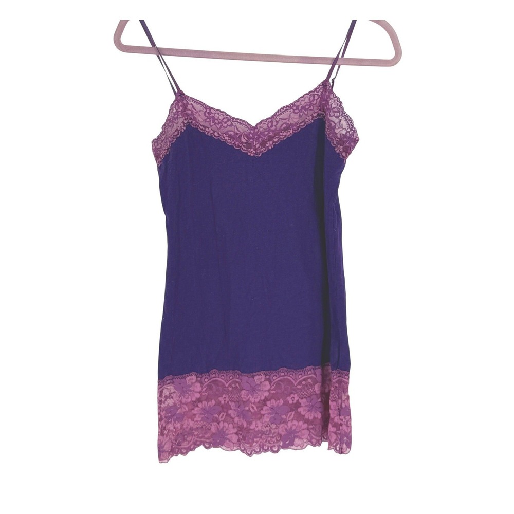 Y2k Whimsigoth Lace Trim Long Cami Purple Fairycore Witchy Size L Adjust